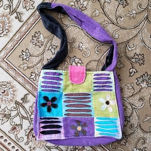 Patchwork boho bohemian slouch bag made in Nepal